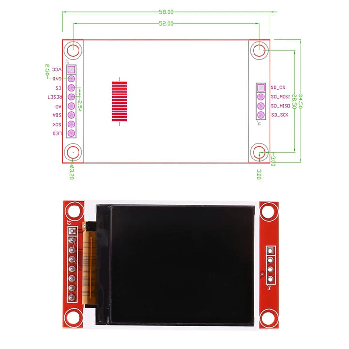 1.8 Inch TFT LCD Module 128 x 160 with 4 IO