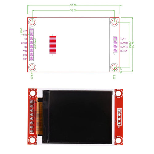 1.8 Inch TFT LCD Module 128 x 160 with 4 IO