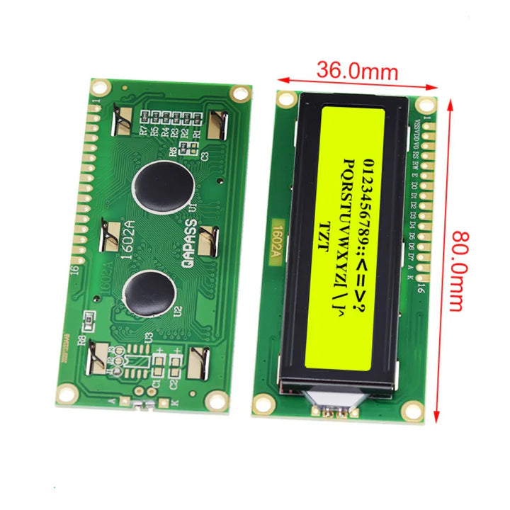 16X2 1602 Character Lcd Display Yellow Color