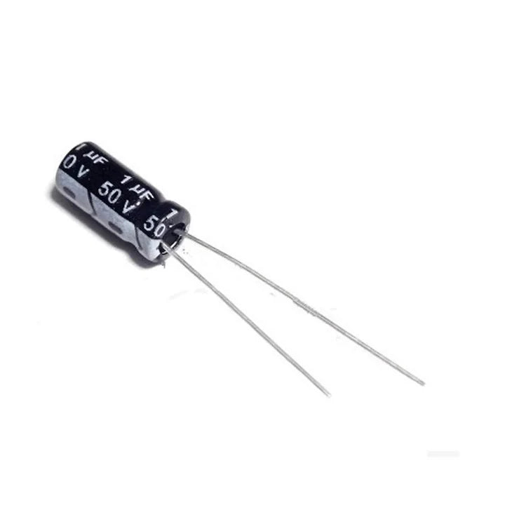 1uF 50V Electrolytic Capacitor 5x10mm. Lead space: 2.5mm