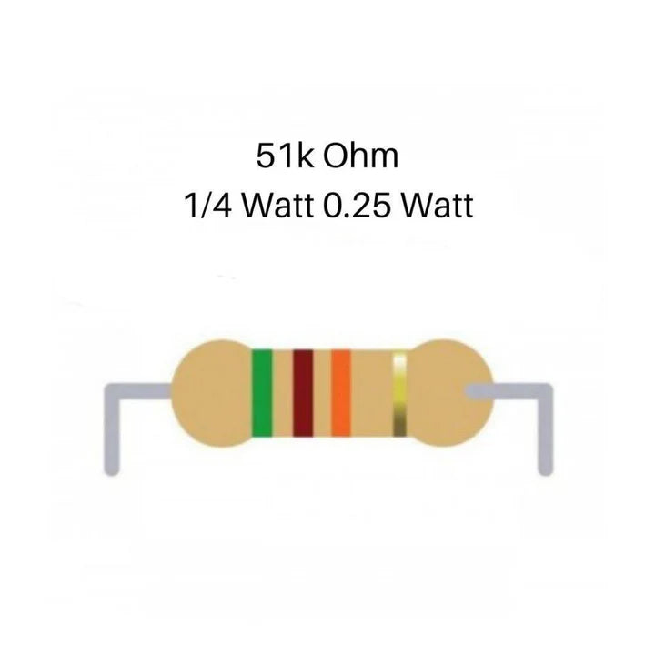 51K Resistance 1/4 Watt ±5% Tolerance