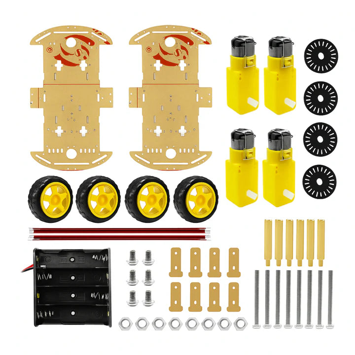 4WD Double Layer Transparent Robot Car Chassis Kit – DIY Robotics Platform