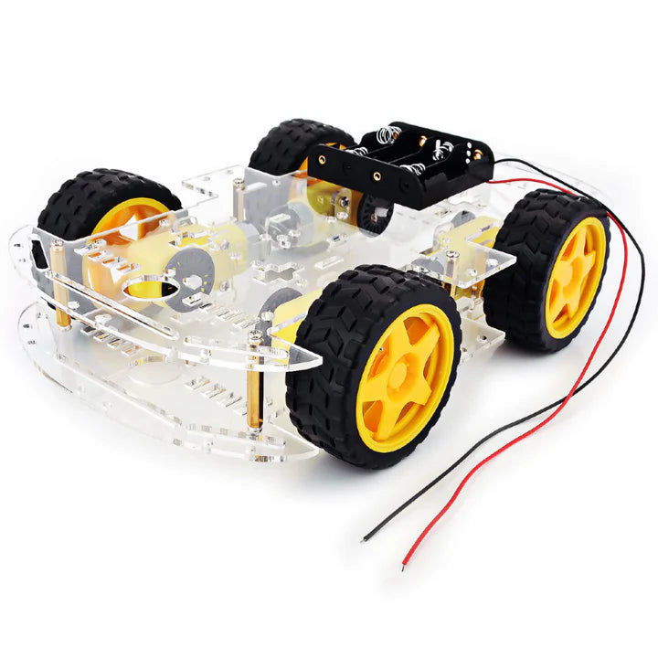 4WD Double Layer Transparent Robot Car Chassis Kit – DIY Robotics Platform