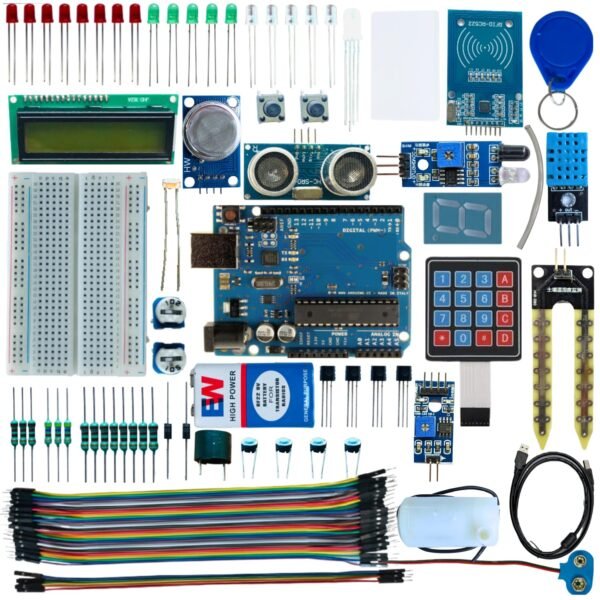 Sensor Kit 30+ DIY Projects Electronic Components with Controller Board, RFID, Ultrasonic, IR, Smoke Sensor
