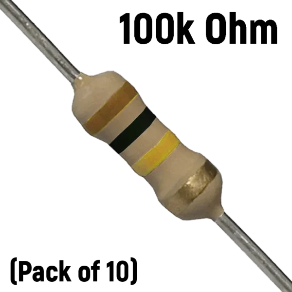 100K ohm, 1/4 Watt Resistor (Pack of 10)