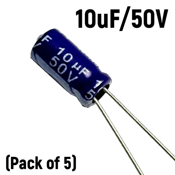 10uf 50V Electrolytic Capacitor (Pack of 5)