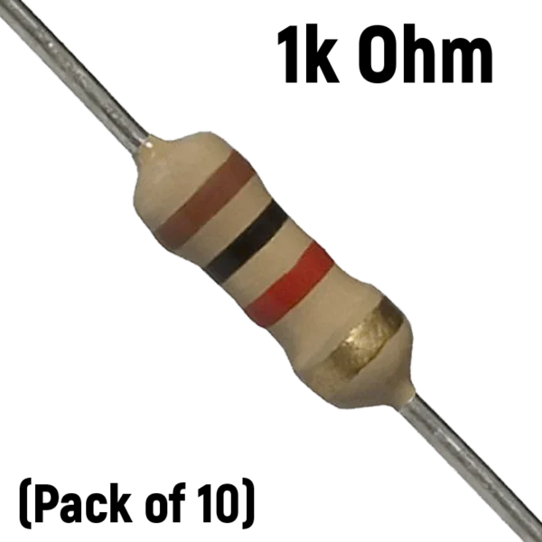 1K ohm, 1/4 Watt Resistor (Pack of 10)