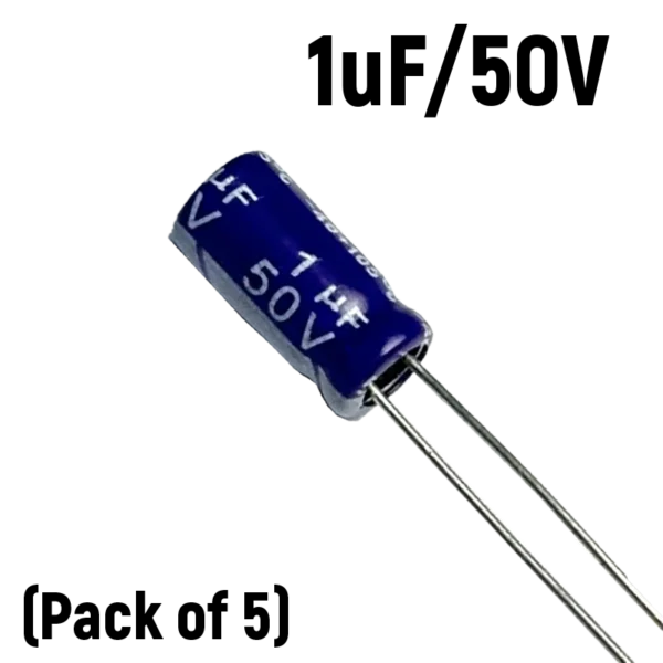1uF 50V Electrolytic Capacitor (Pack of 5)