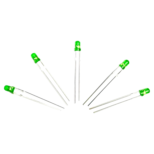 3mm Round DIP LED Green (Pack of 5)