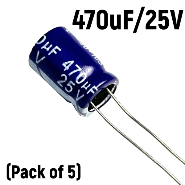 470uF 25V Electrolytic Capacitor (Pack of 5)