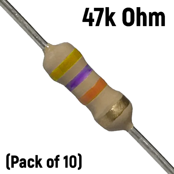 47K Ohm Resistor – 1/4 Watt (Pack of 10)